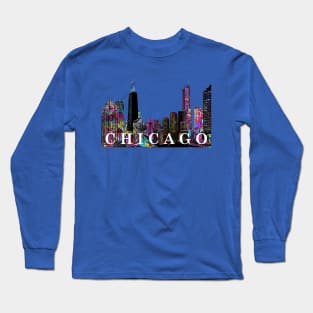Chicago in graffiti Long Sleeve T-Shirt